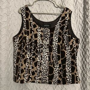 Kasper Women's Brown Black Leopard Print Tank